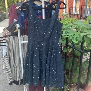 Gap skater dress in navy blue with polka print